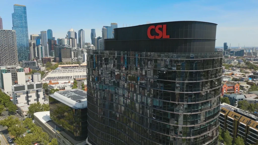 Aerial shot of CSL building in Parkville